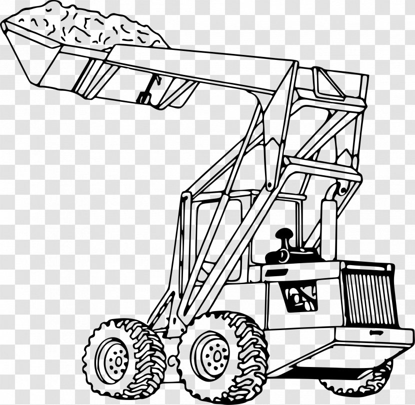 Mode Of Transport John Deere Loader Tractor - Black And White - Shovel Transparent PNG