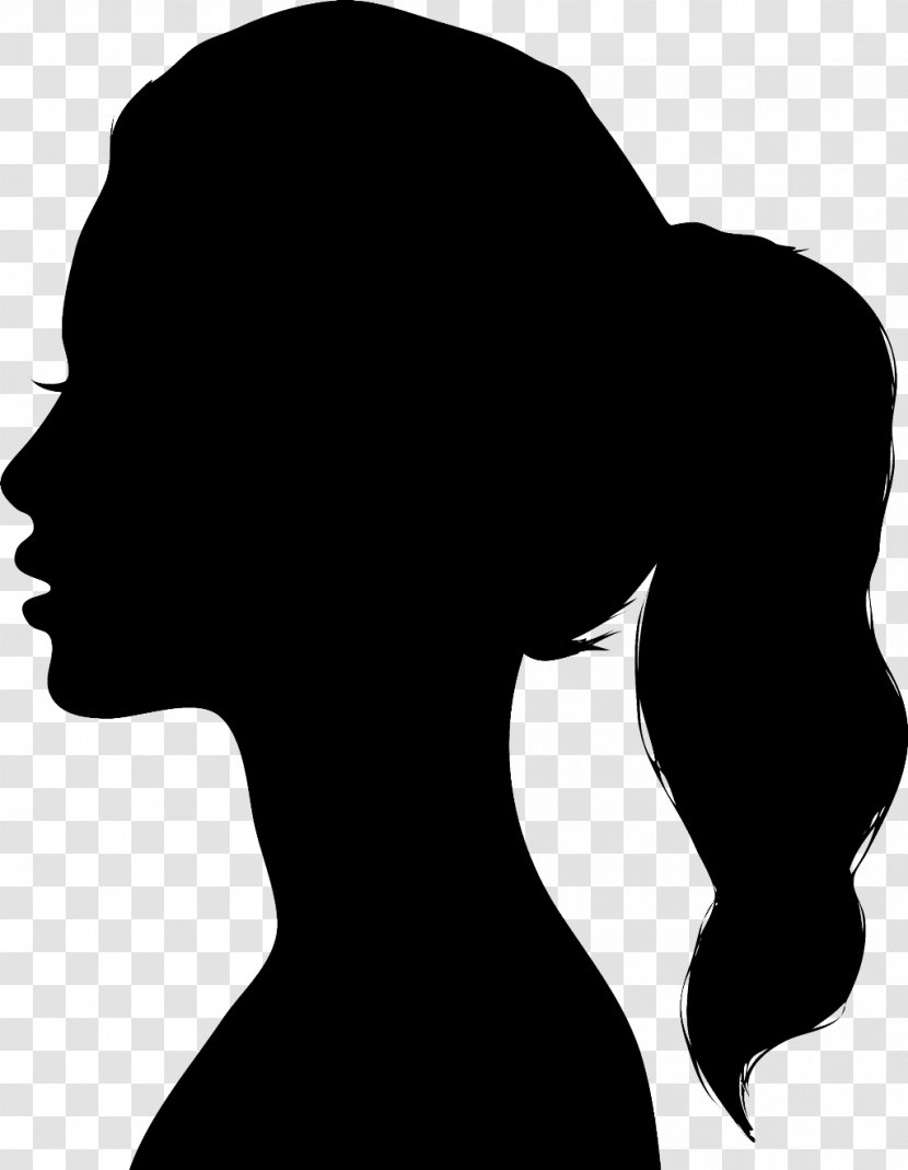 Face Silhouette Head Black-and-white Black Hair - Blackandwhite - Neck Transparent PNG