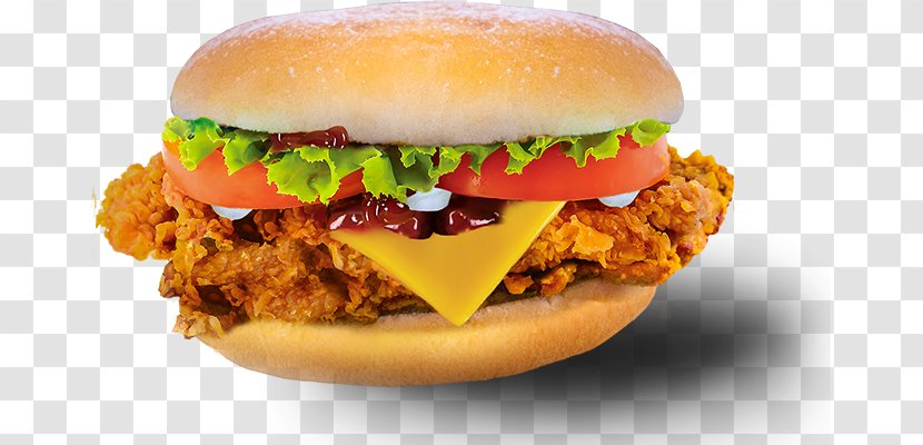 Cheeseburger Fried Chicken Hamburger Buffalo Burger - Fast Food - Halal Transparent PNG