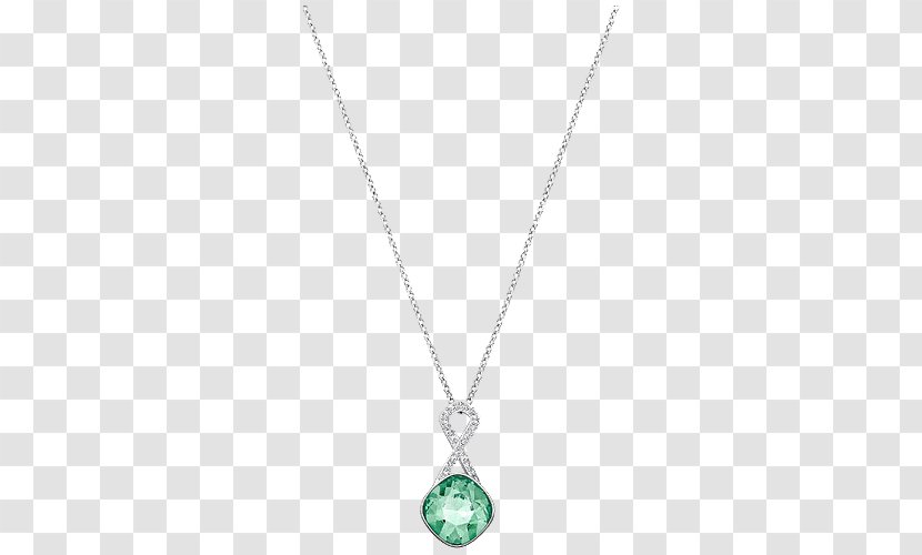 Locket Necklace Chain Body Piercing Jewellery - Swarovski Women Green Transparent PNG
