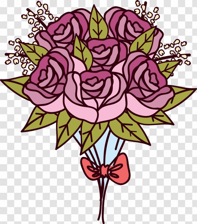 Floral Design Beach Rose Flower Bouquet - Vector Of Roses Transparent PNG