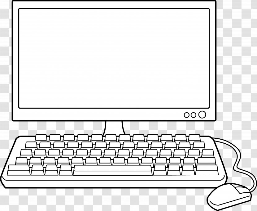 Laptop Desktop Computers Black And White Clip Art - Scalable Vector Graphics - Space Computer Cliparts Transparent PNG