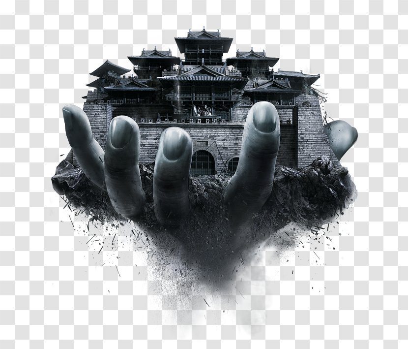 War Of Soldiers Game - Computer - Gray Chinese Wind Palm Castle Decoration Pattern Transparent PNG