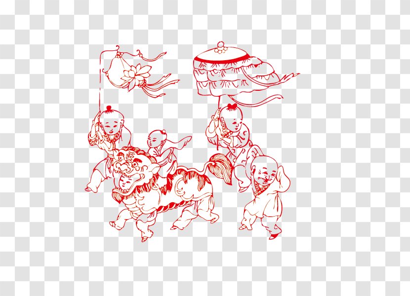 Paper Lion Dance Chinese New Year - Cartoon Transparent PNG