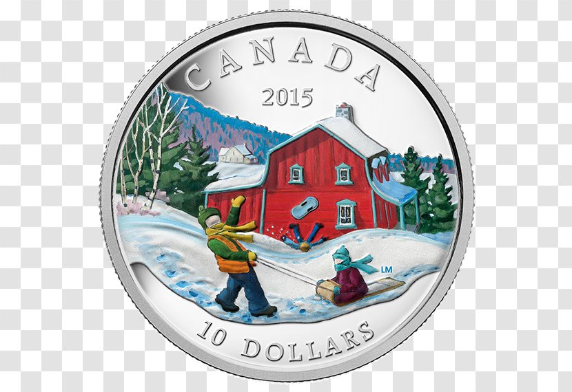 Silver Coin Cent Canadian Maple Leaf - Sterling - Winter Scene Transparent PNG