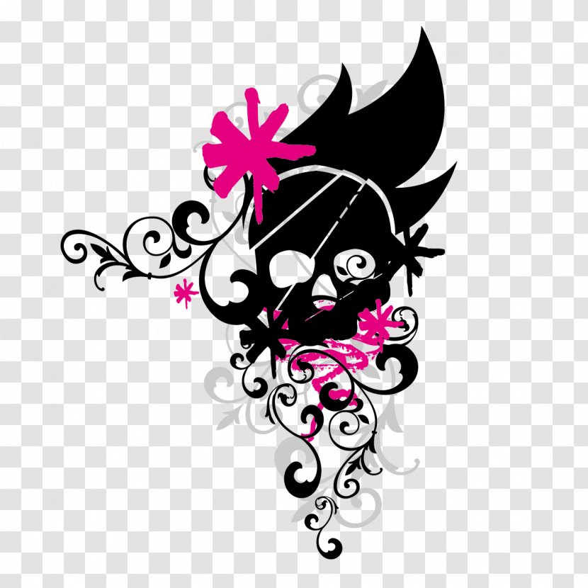 Skull Euclidean Vector Flower Illustration - Pink - Creative Ghost Festival Transparent PNG