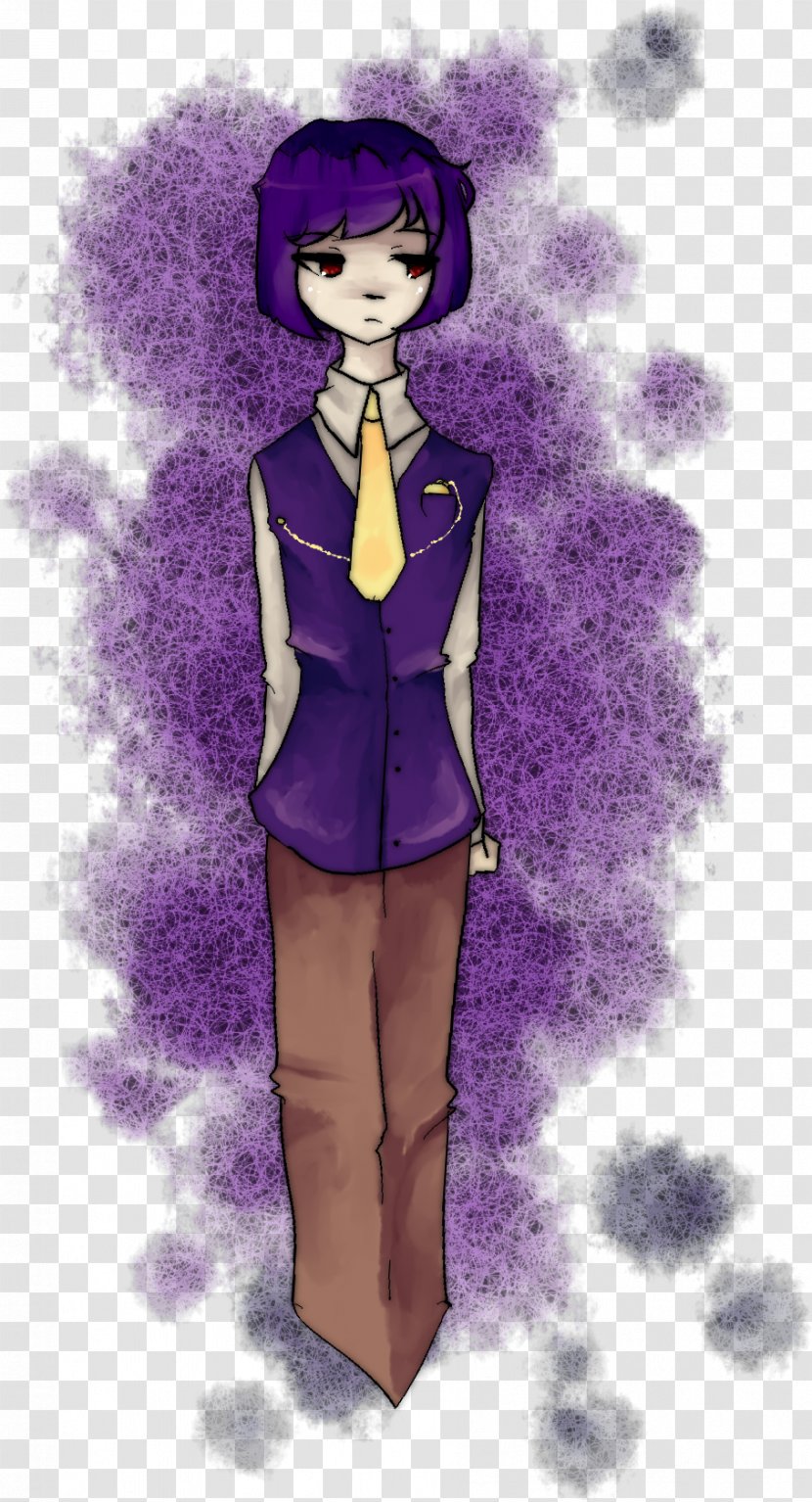 Black Hair Cartoon Character Purple - Flower Transparent PNG