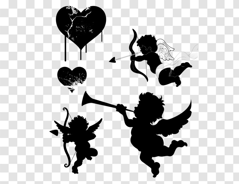 Stencil Silhouette Black-and-white Cupid Transparent PNG