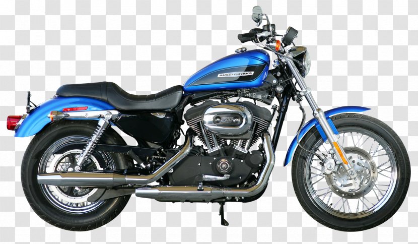 Exhaust System Harley-Davidson Sportster Custom Motorcycle - Car - Blue Harley Davidson Bike Side View Transparent PNG