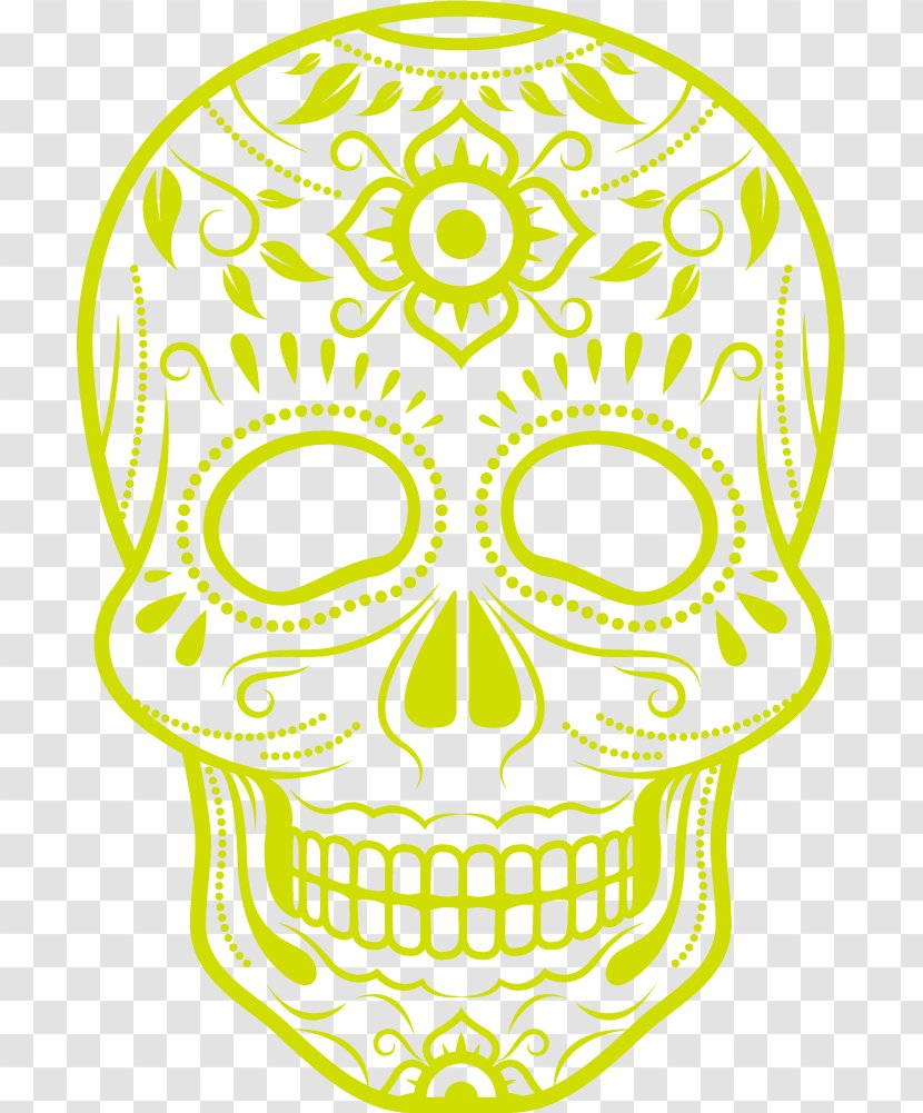 Day Of The Dead Skull - Head - Line Art Bone Transparent PNG