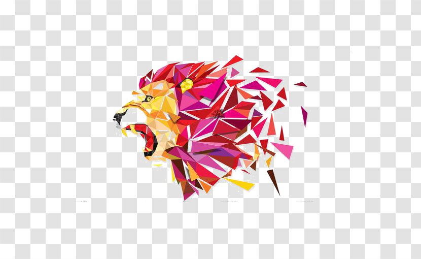 Lion Geometry Illustration - Gradual Change Transparent PNG