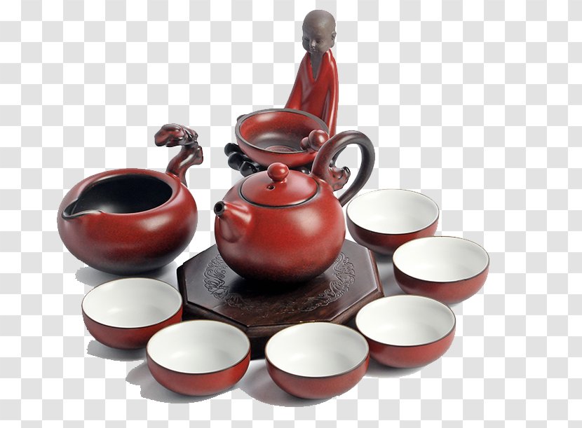 Teaware Teapot Porcelain Coffee Cup - Set Of Ceramic Tea Kung Fu Ru Ge Opening Piece Sets Gift Box Red Transparent PNG