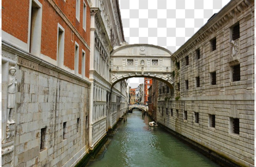 Doges Palace Bridge Of Sighs Piazza San Marco Ponte Della Paglia - Channel - Venice, Italy Landscape Picture Three Transparent PNG