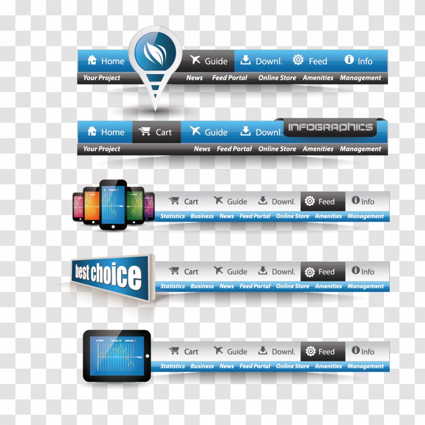 Web Design Navigation Menu Bar - Software - Vector Ppt Header Material Transparent PNG