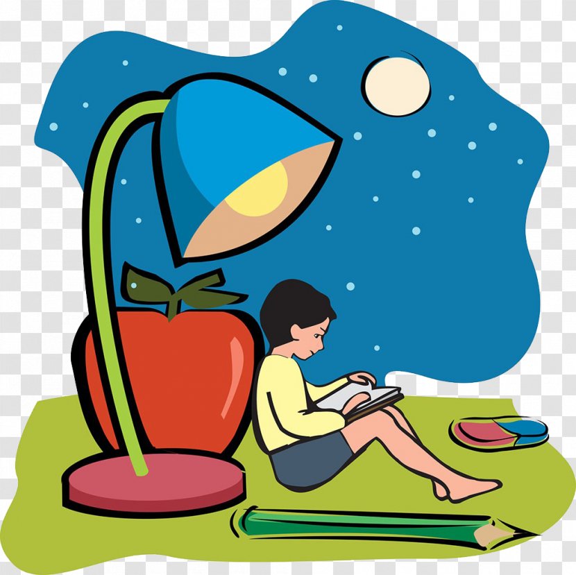 Cartoon Royalty-free Book Illustration - Reading - The Child Reads Under Light Transparent PNG