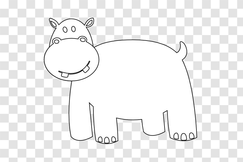 Hippopotamus Drawing Black And White Clip Art - Head - Hippo Transparent PNG