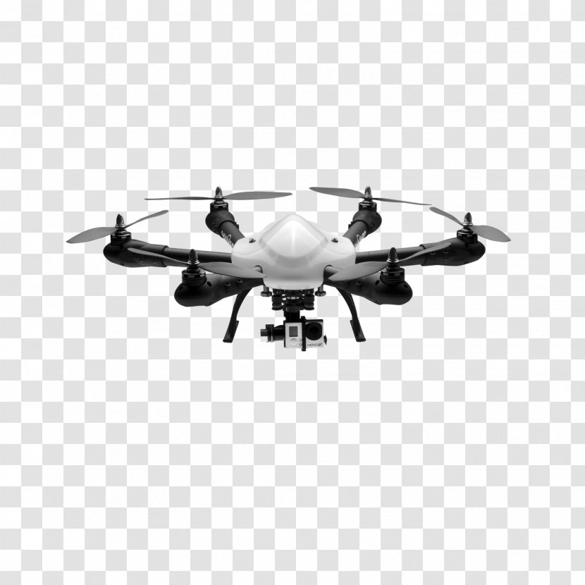 Helicopter Rotor Propeller Airplane DJI Unmanned Aerial Vehicle - Black And White - Drones Hexacoper Transparent PNG