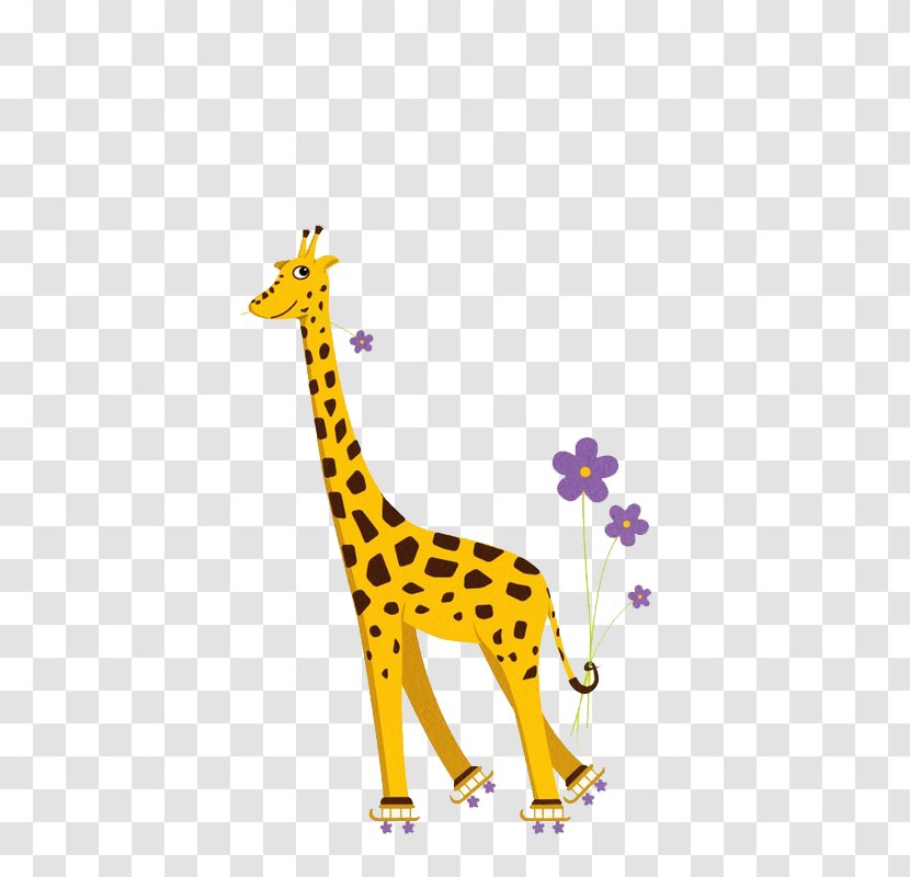 Giraffe T-shirt Roller Skating Humour Ice Transparent PNG