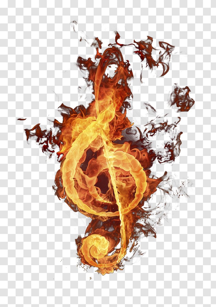 Musical Note Fire Flame - Silhouette - Burning Symbols Transparent PNG