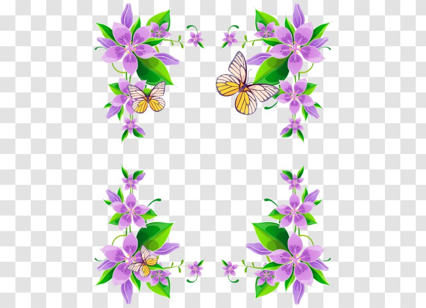 Borders And Frames Flower Floral Design Purple Clip Art Transparent PNG