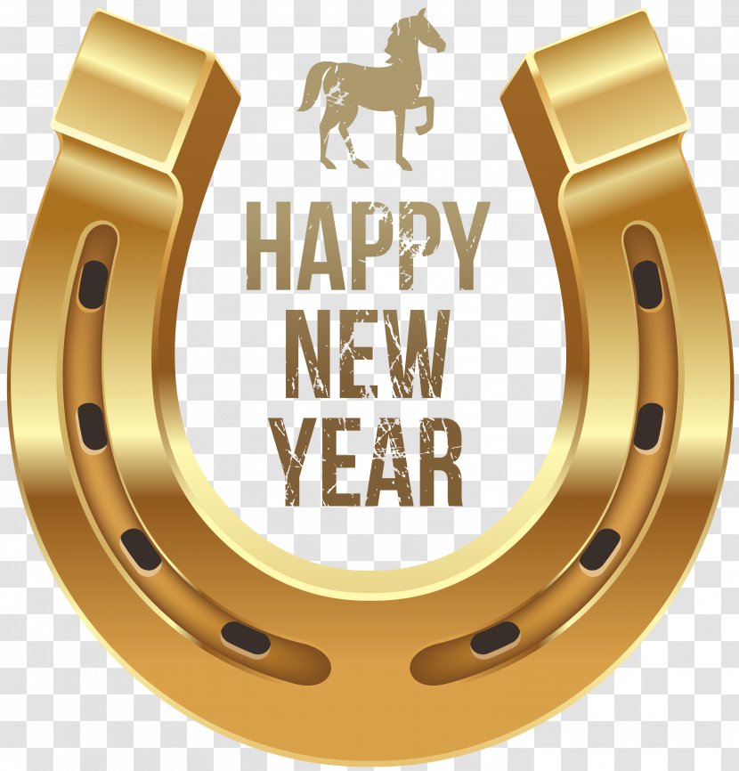 Horse New Year's Day Wish Clip Art - Material - Happy Year With And Horseshoe PNG Clipart Transparent PNG
