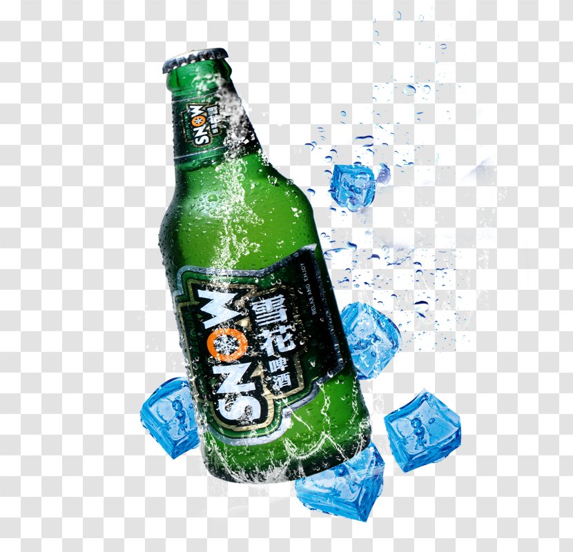 Lager Beer Bottle Snow - Pictures Transparent PNG