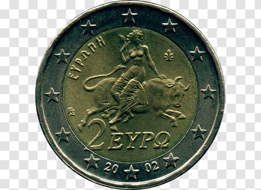 2 Euro Coin Greece Greek Coins - Bronze Medal Transparent PNG