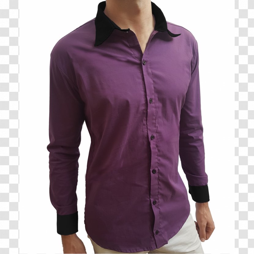 Fashion Sleeve Shirt Slim-fit Pants Purple - Button Transparent PNG