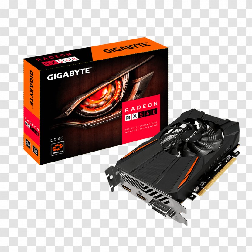 Graphics Cards & Video Adapters AMD Radeon 500 Series Gigabyte Technology Processing Unit - Electronics Accessory - GPU Transparent PNG
