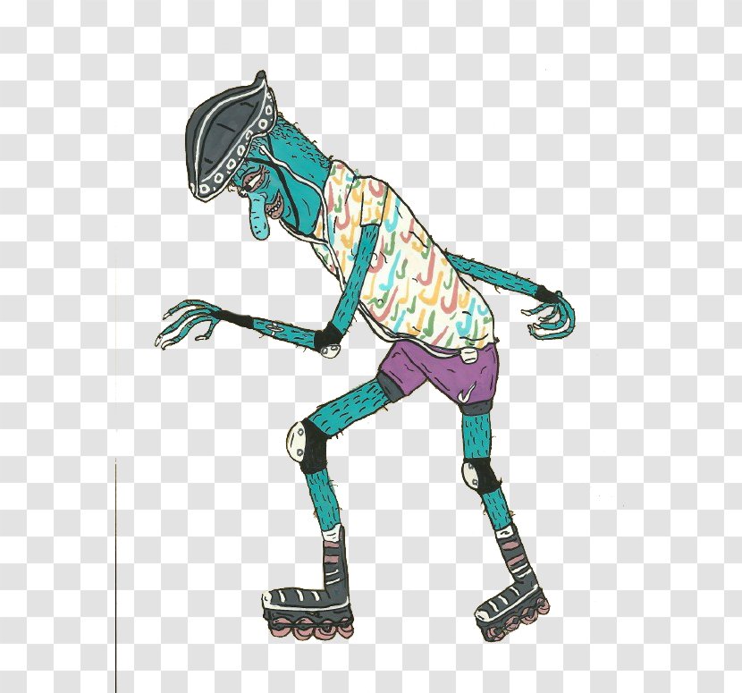 Cartoon Illustration - Headgear - Skateboarding Monster Transparent PNG