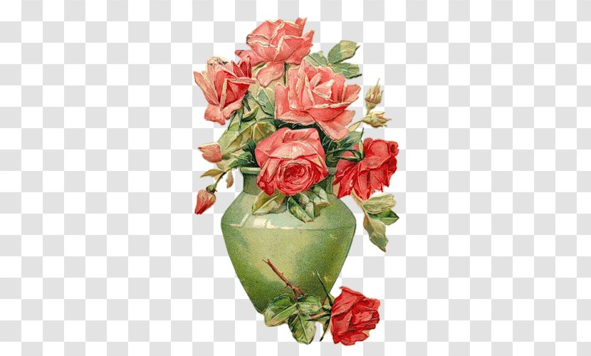 Garden Roses Vase Oil Painting - Drawing Transparent PNG