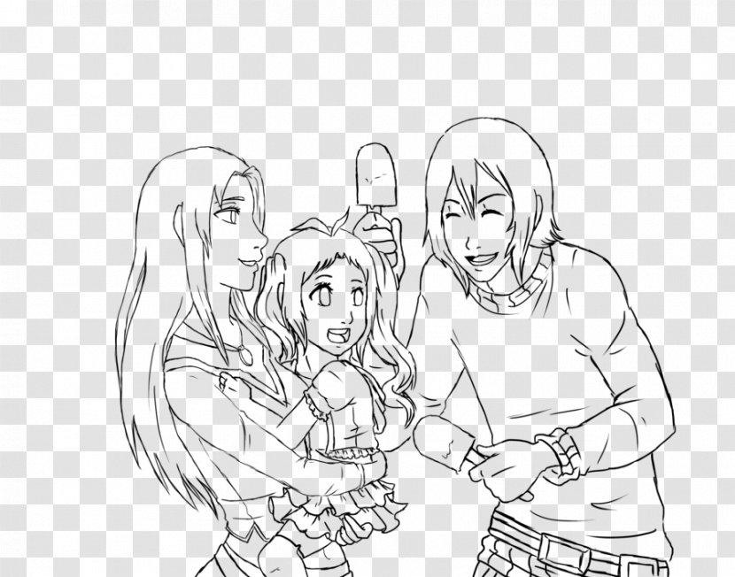 Line Art Drawing Cartoon Sketch - Watercolor - Happy Family Transparent PNG