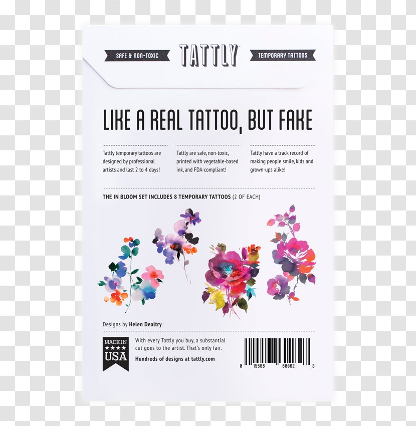 Tattly Paper The Arts Tattoo - Set Bloom Transparent PNG
