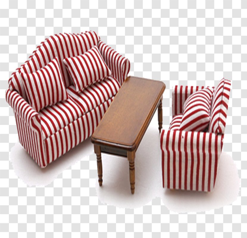 Couch Chair Seat - Modern Furniture - Red And White Striped Sofa Transparent PNG