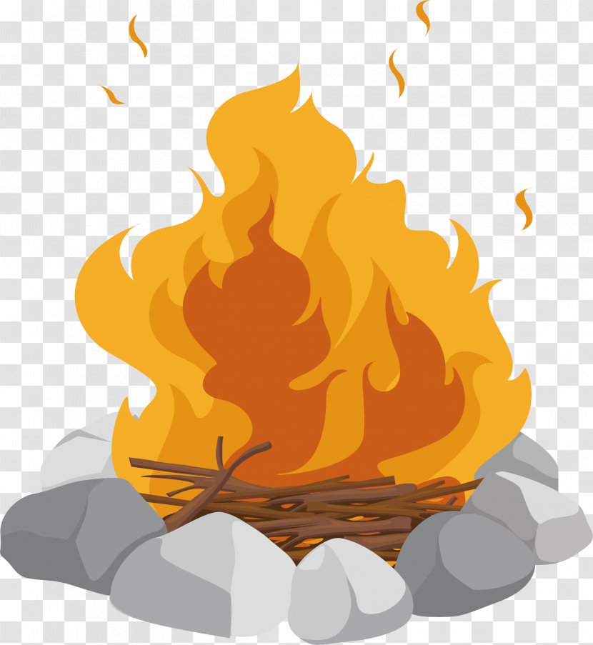 Campfire Cartoon Clip Art - Orange - Bonfire Field Transparent PNG