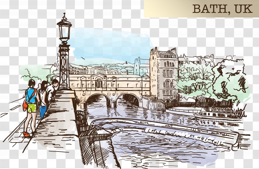 Pulteney Bridge Bath Drawing Sketch - Architecture - Of Township Transparent PNG