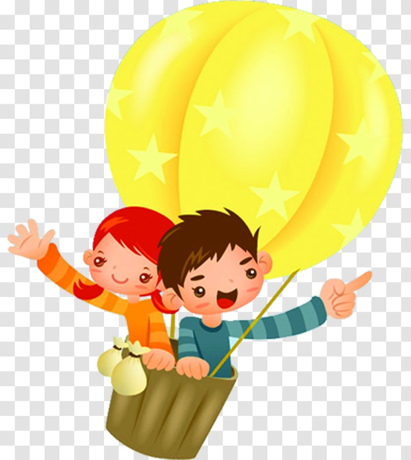 Cartoon Child Illustration - Frame - Hot Air Balloon Boys And Girls Innocence Children Sixty-one Transparent PNG