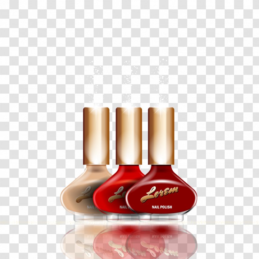Nail Polish Cosmetics - Red - Vector Transparent PNG