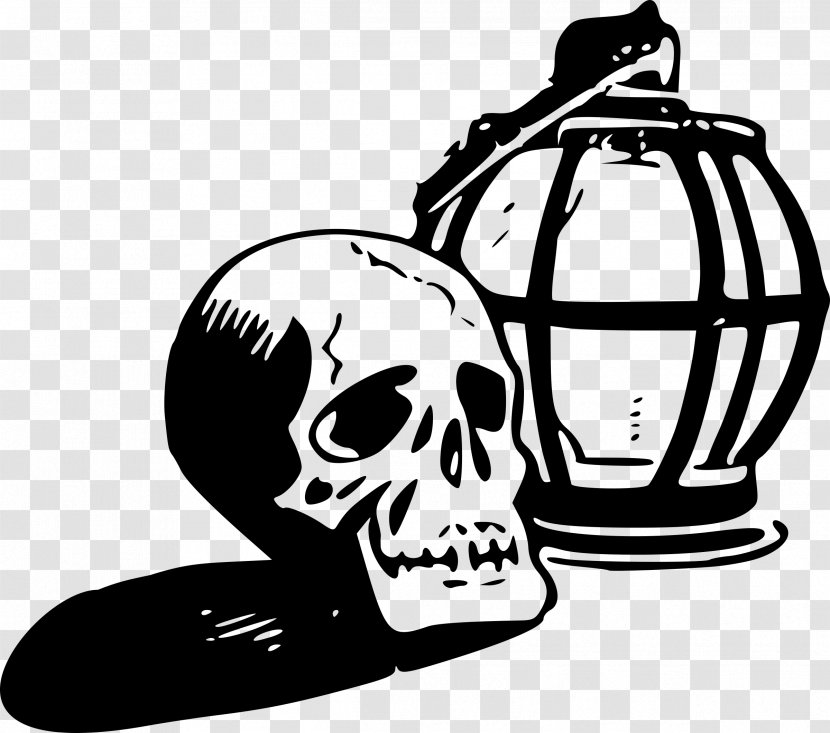 Skull Clip Art - Black And White - Lantern Transparent PNG