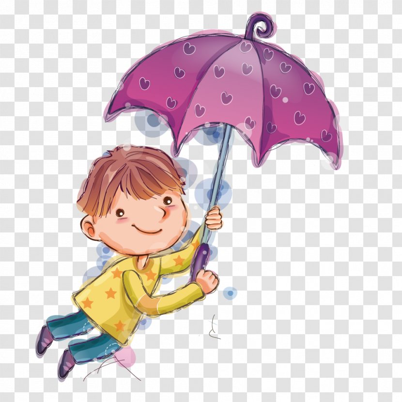 Umbrella Boy - Watercolor - Holding An Transparent PNG