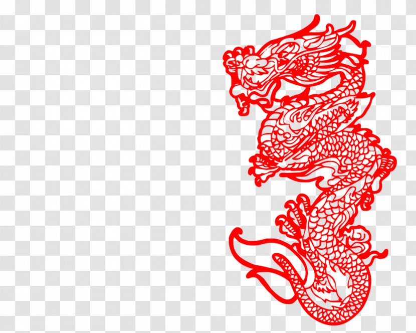 Papercutting Chinese Paper Cutting Clip Art - Point - Paper-cut Dragon Transparent PNG