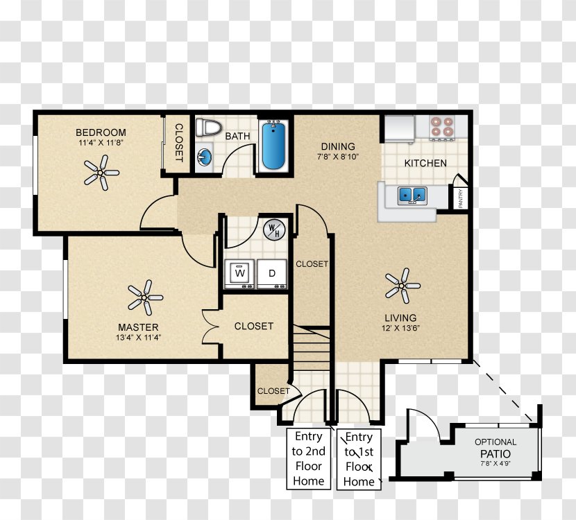 The Cottages At Edgemere Apartment Floor Plan Room - Bathroom Transparent PNG