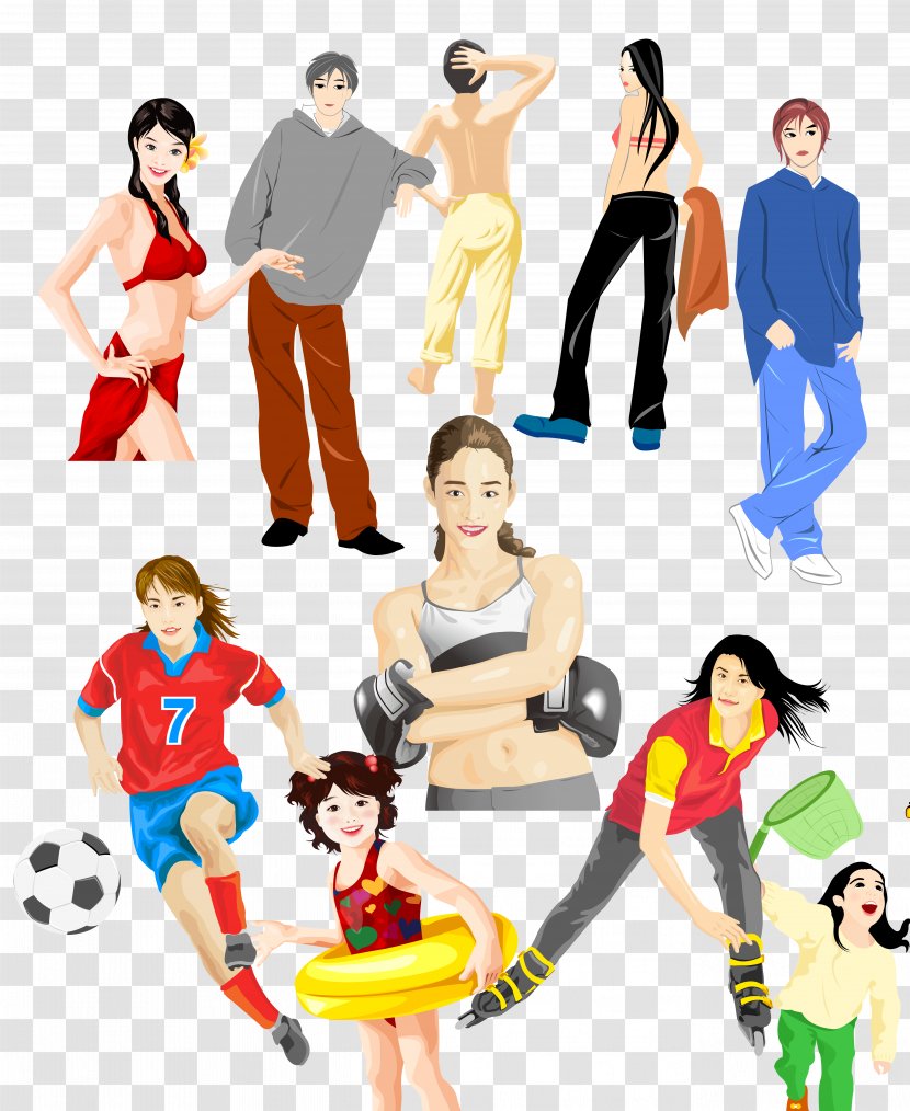 Cartoon Illustration - Model Sheet - Sports Women Transparent PNG