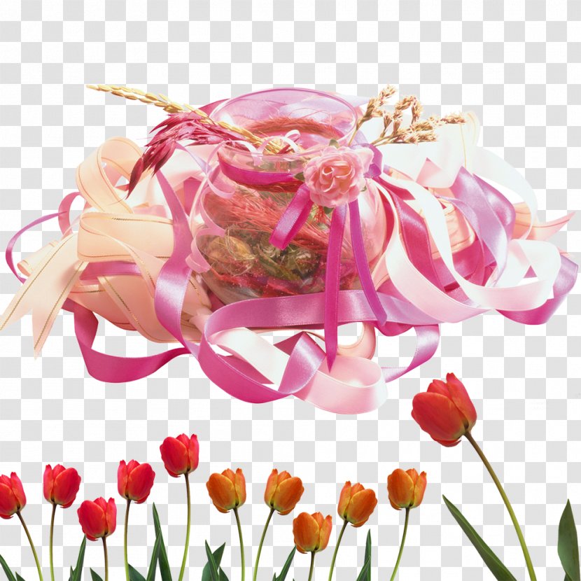 Tulip Flower Clip Art - Pink - Mother's Day Decorative Vase Transparent PNG
