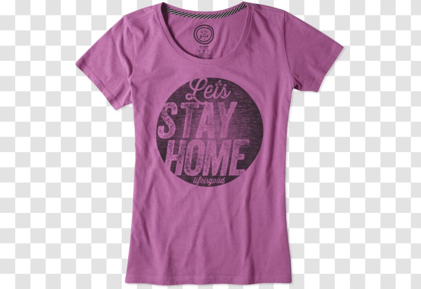 T-shirt Sleeve Neck Font - Active Shirt - Lets Stay Home Transparent PNG
