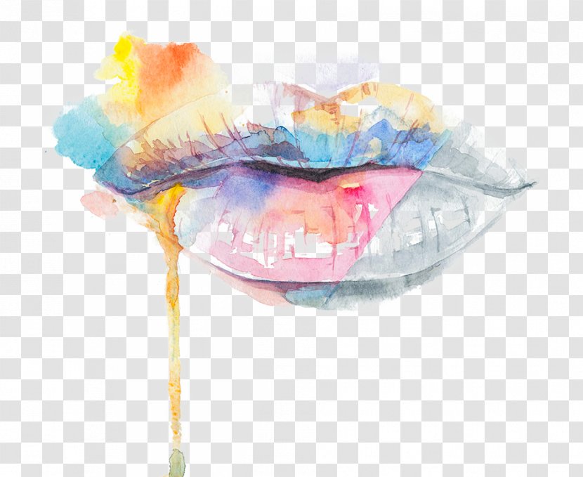 Watercolor Painting Mouth - Drawing - Effect Lips Transparent PNG