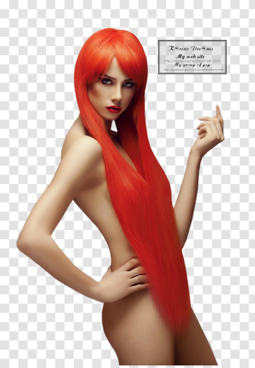 Hair Coloring Human Color Bangs Red Long - Frame - Style Transparent PNG