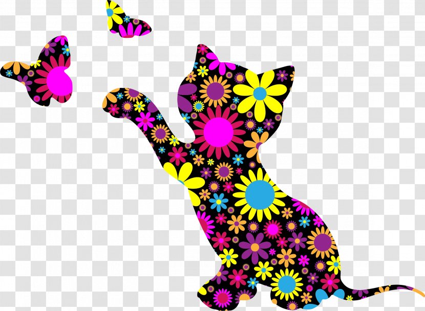 Kitten Art Paint By Number Clip - Butterfly Transparent PNG