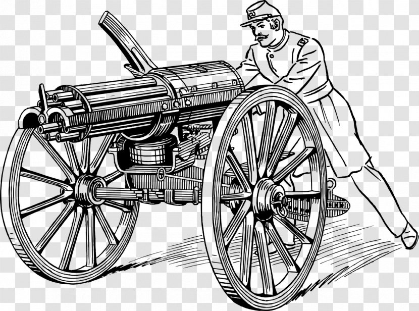 Gatling Gun Machine Firearm Clip Art - Silhouette Transparent PNG