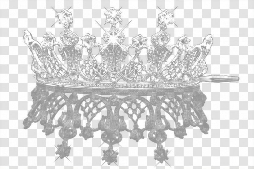 Headpiece Crown Black And White - Diamond Transparent PNG
